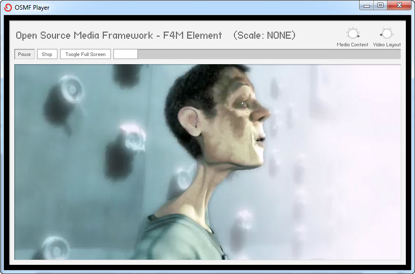 Screenshot of the AIR application displaying a prepared F4M segmented video.
